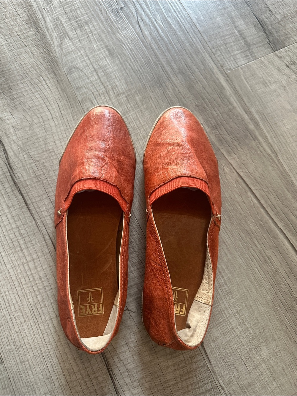 Frye Melissa Leather Slip-On Flats in Burnt Orange